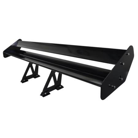 Spec'D Tuning Products - Spec-D Universal Black CNC Aluminum 52" Double Deck Adjustable Trunk Spoiler Wing