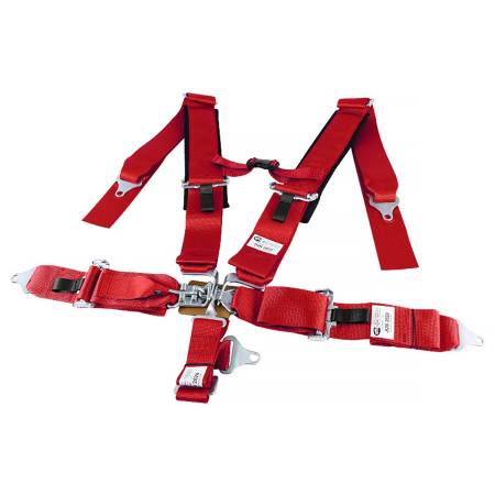Spec'D Tuning Products - Spec-D Universal Red 5 Point Latch & Link Racing Seat Belt Safety Harness