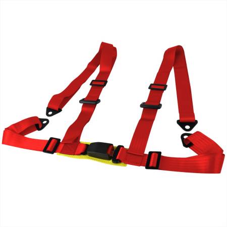 Spec'D Tuning Products - Spec-D Universal Red 4 Point Racing Seat Belt Buckle Safety Harness