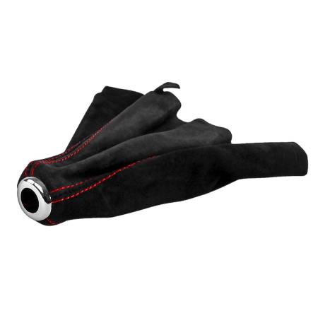 Spec'D Tuning Products - Spec-D 1992-2001 Honda Civic/Del Sol Acura Integra Black Suede JDM Manual Shift Boot w/ Red Stitching