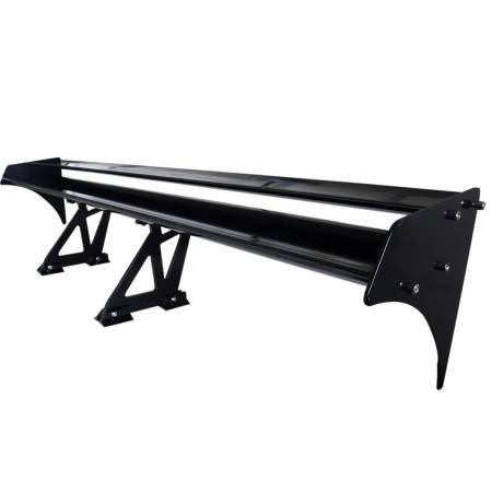 Spec'D Tuning Products - Spec-D Universal Black CNC Aluminum 52" Non-Adjustable Double Deck Trunk Spoiler Wing