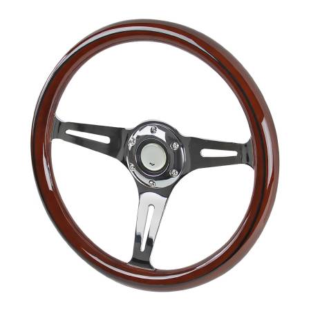 Spec'D Tuning Products - Spec-D 340mm 3-Spoke 1.75" Deep Dish Classic Wooden Style Steering Wheel