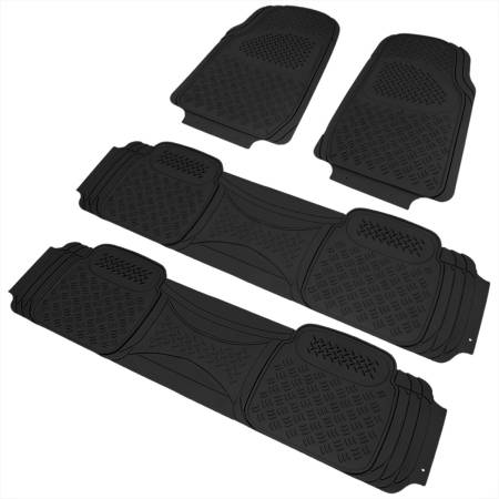 Spec'D Tuning Products - Spec-D Universal PVC Rubber Non-Slip Floor Mats - 4PC (Black)