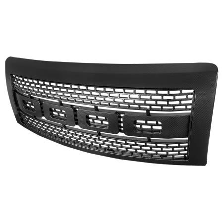 Spec'D Tuning Products - Spec-D 2009-2014 Ford F-150 Raptor Style Carbon Fiber Look ABS Grille
