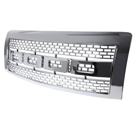 Spec'D Tuning Products - Spec-D 2009-2014 Ford F-150 Raptor Style Chrome ABS Grille