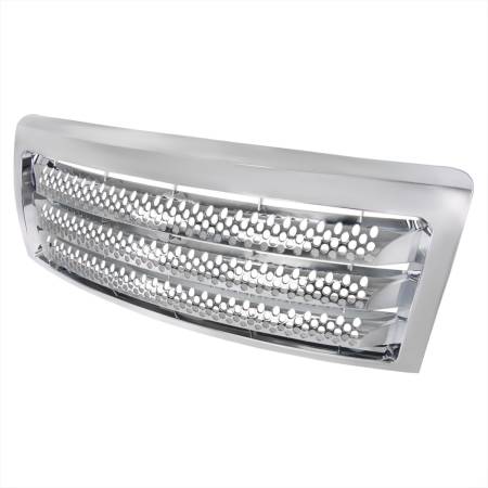 Spec'D Tuning Products - Spec-D 2009-2014 Ford F-150 Chrome ABS Round Hole Grille