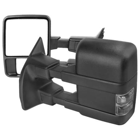 Spec'D Tuning Products - Spec-D 2003-2015 Ford F-250/F-350/F-450/F-550 Manual Adjustable & Extendable Towing Mirrors w/ Smoke Lens Turn Signal Lights