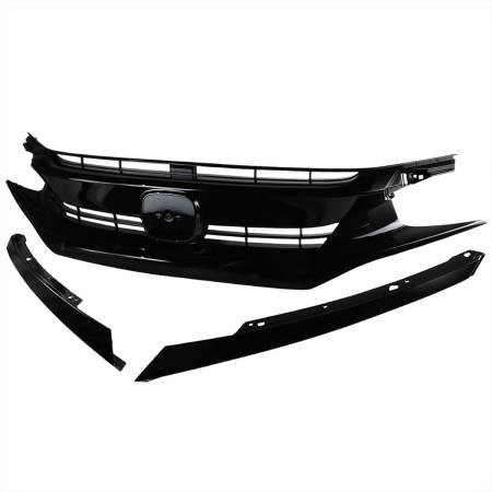 Spec'D Tuning Products - Spec-D 2016-2018 Honda Civic FK8 Factory Style Glossy Black ABS Mesh Grille w/ Eyebrows