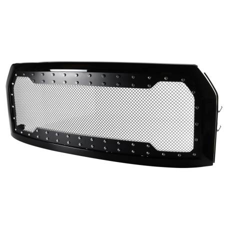 Spec'D Tuning Products - Spec-D 2015-2017 Ford F-150 Glossy Black ABS Rivet Style Grille w/ Stainless Steel Mesh
