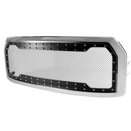 Spec'D Tuning Products - Spec-D 2015-2017 Ford F-150 Chrome ABS Rivet Style Grille w/ Stainless Steel Mesh