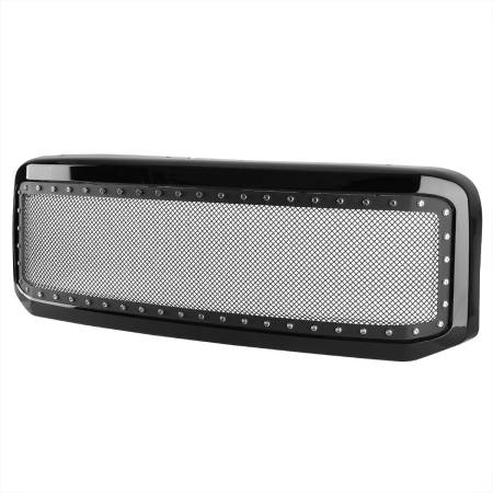 Spec'D Tuning Products - Spec-D 2005-2007 Ford F-250/F-350/F-450/F-550/Excursion Black ABS Rivet Style Grille w/ Stainless Steel Mesh