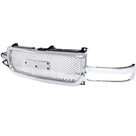Spec'D Tuning Products - Spec-D 1999-2002 GMC Sierra 1500 2500LD/ 2000-2006 Yukon + XL Chrome ABS Round Hole Mesh Grille