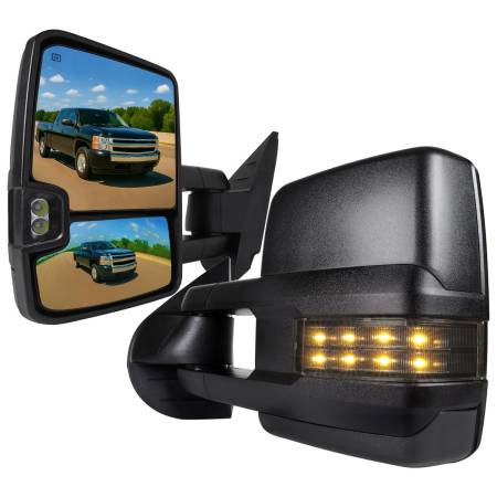Spec'D Tuning Products - Spec-D 2007-2014 Chevrolet Silverado/Suburban/Avalanche/Tahoe GMC Sierra/Yukon/Yukon XL Power Heated Towing Mirrors w/ Smoke Lens LED Turn Signal & Clearance Lights