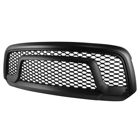 Spec'D Tuning Products - Spec-D 2013-2018 Dodge RAM 1500 Matte Black ABS Rebel Style Honeycomb Mesh Grille