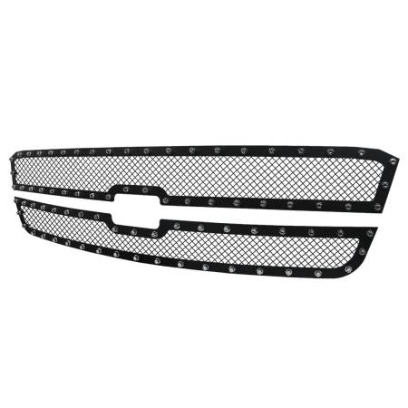 Spec'D Tuning Products - Spec-D 2003-2006 Chevrolet Silverado/Avalanche Rivet Style Black Stainless Steel 2PC Mesh Grille Insert