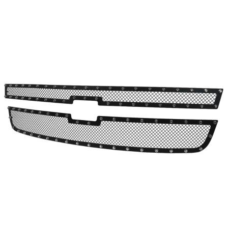 Spec'D Tuning Products - Spec-D 2005-2007  Chevrolet Silverado Rivet Style Black Stainless Steel 2PC Mesh Grille Insert