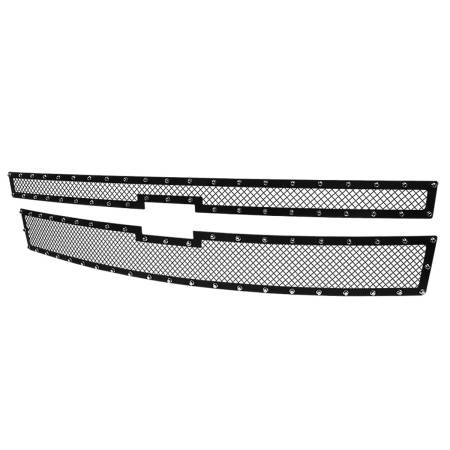 Spec'D Tuning Products - Spec-D 2014-2015 Chevrolet Silerado 1500 Rivet Style Black Stainless Steel 2PC Mesh Grille Insert