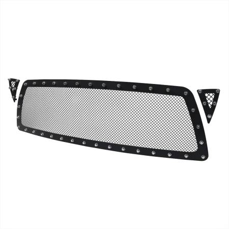 Spec'D Tuning Products - Spec-D 2005-2011 Toyota Tacoma Rivet Style Stainless Steel 3PC Mesh Grille insert (Black)