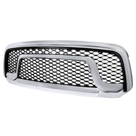 Spec'D Tuning Products - Spec-D 2013-2018 Dodge RAM 1500 Chrome ABS Rebel Style Honeycomb Mesh Grille
