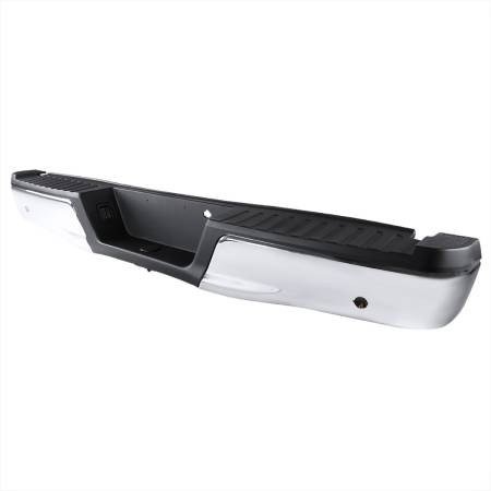 Spec'D Tuning Products - Spec-D 2015-2018 Ford F-150 Chrome Stainless Steel Factory Style Replacement Rear Step Bumper w/ License Lamps & Sensor Holes