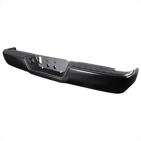 Spec'D Tuning Products - Spec-D 2009-2018 Dodge RAM 1500/ 2010-2012 RAM 2500/3500 Black Stainless Steel Replacement Factory Style Rear Step Bumper w/ License Lamps