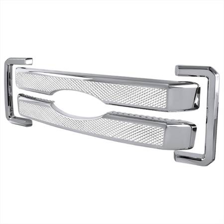 Spec'D Tuning Products - Spec-D 2011-2016 Ford F-250/F-350/F-450/F-550 SuperDuty Platinum Style Chrome ABS Grille Overlay