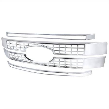 Spec'D Tuning Products - Spec-D 2017-2018 Ford F-250/F-350/F-450/F-550 SuperDuty Chrome ABS Grille Overlay