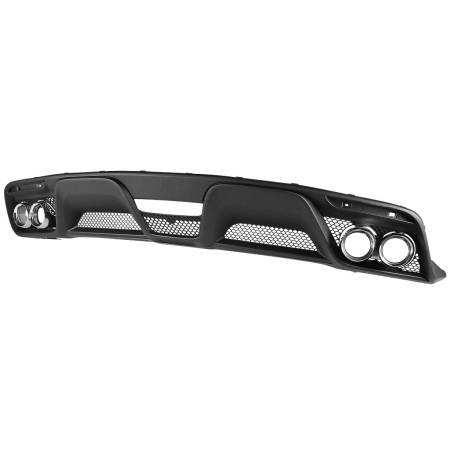 Spec'D Tuning Products - Spec-D 2015-2017 Ford Mustang Black Polypropylene GT350 Style Rear Diffuser w/ Dual Stainless Steel Muffler Tips