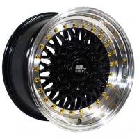 MST Wheels - MST Wheels Rim MT13 15x8.0 4x100/4x114.3 ET20 73.1CB Black w/Machined Lip Gold Rivets - Image 1