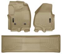 Husky Liners - Husky Liners 2012.5 Ford SD Crew Cab WeatherBeater Combo Tan Floor Liners (w/o Manual Trans Case) - Image 1