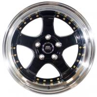 MST Wheels - MST Wheels Rim MT07 17x9.0 4x100/4x114.3 ET20 73.1CB Black w/Machined Lip Gold Rivets - Image 2