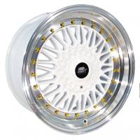 MST Wheels - MST Wheels Rim MT13 15x8.0 4x100/4x114.3 ET20 73.1CB White w/Machined Lip Gold Rivets - Image 1