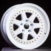 JNC Wheels - JNC Wheels Rim JNC048 WHITE WITH GOLD RIVETS 17x8 4x100 ET30 - Image 1