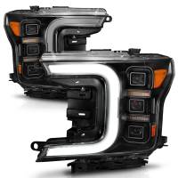 ANZO Headlights, Tail Lights and More  - Anzo 18-20 Ford F-150 Full Led Projector Light Bar Headlights Black Amber - Image 2