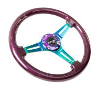 NRG Innovations - NRG Innovations Classic Wood Grain Steering Wheel (350mm) Purple Pearl Paint w/Neochrome 3-Spoke Center - Image 2