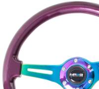 NRG Innovations - NRG Innovations Classic Wood Grain Steering Wheel (350mm) Purple Pearl Paint w/Neochrome 3-Spoke Center - Image 3