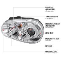 Spec'D Tuning Products - Spec-D 1999-2006 Volkswagen Golf Mk4 GTI/R32 Cabrio Dual Halo Projector Headlights (Chrome Housing/Clear Lens) - Image 8