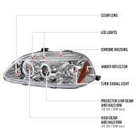 Spec'D Tuning Products - Spec-D 1996-1998 Honda Civic Dual Halo Projector Headlights (Chrome Housing/Clear Lens) - Image 6