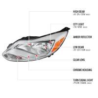 Spec'D Tuning Products - Spec-D 2012-2014 Ford Focus Factory Style Headlights w/ Amber Reflectors (Chrome Housing/Clear Lens) - Image 6