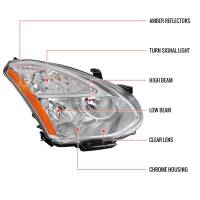 Spec'D Tuning Products - Spec-D 2008-2013 Nissan Rogue/ 2014-2015 Rogue Select Clear Lens Headlight w/ Amber Reflector - Passenger Side Only - Image 7