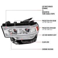 Spec'D Tuning Products - Spec-D 2019-2022 Dodge RAM 2500/3500/4500/5500 Switchback Sequential LED Turn Signal Projector Headlights (Chrome Housing/Clear Lens) - Image 8