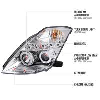 Spec'D Tuning Products - Spec-D 2003-2005 Nissan 350Z Dual Halo Projector Headlights (Chrome Housing/Clear Lens) - Image 6