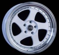 JNC Wheels Rim JNC034 White Machined Lip Gold Rivets 18x9.5 5x114.3 ET30