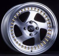 JNC Wheels Rim JNC034 Silver Machined Face Gold Rivets 18x8.5 5x114.3 ET30