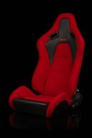 BRAUM RACING SEATS & MORE - BRAUM Racing Falcon-S Composite FRP Reclining Seats - Red Jacquard - Pair - Image 3