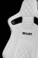 BRAUM RACING SEATS & MORE - BRAUM Racing Elite-X Series Sport Seats - White Leatherette Diamond Stitching ( Double White Stitching / Black Piping) - Pair - Image 4