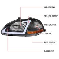 Spec'D Tuning Products - Spec-D 1996-1998 Honda Civic Coupe/Sedan LED Bar Factory Style Headlights (Matte Black Housing/Clear Lens) - Image 7