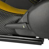 Spec'D Tuning Products - Spec-D Fully Reclinable Black & Yellow PVC Leather Carbon Fiber Style Bucket Racing Seat w/ Sliders - Driver Side Only - Image 5