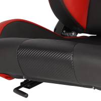 Spec'D Tuning Products - Spec-D Fully Reclinable Black & Red PVC Leather Carbon Fiber Style Bucket Racing Seat w/ Sliders - Passenger Side Only - Image 5