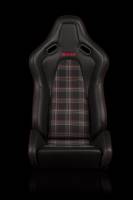 BRAUM RACING SEATS & MORE - BRAUM Racing Falcon-S Composite FRP Reclining Seats - Red Plaid W/ Red Stitching - Pair - Image 2